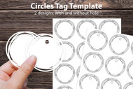 Circles Hang Tag with border Template - circle tags template