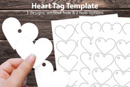 Heart Hang Tag Template - 2.5" Heart Tags template