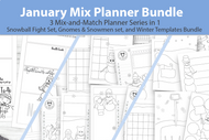 Digital Planner Kit for January: Printable / digital planner pages from 3 different Winter Planners sets - mix and match style planner kit