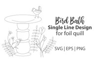 Foil Quill Design: Bird Bath and Flowers Single Line Design