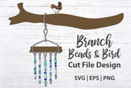 Branch Beads and Bird Layered SVG cut file design & sticker