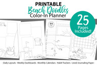 Printable Life Planner Kit: Beach Doodles Digital Planner bundle  - Printable planner inserts / digital planner