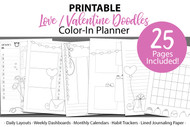 Printable Life Planner Kit: Love / Valentine Doodles Digital Planner bundle  - Printable planner inserts / digital planner