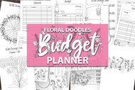 Printable Budget Planner - 12 page printable planner budgeting set with Floral Doodles to color in - Floral Doodle Planner Vol 6