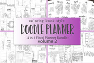 Floral Planner Mega Bundle VOLUME 2! - 4 different Floral Doodle Planner Sets in 1 - life planner printables - printable coloring planner