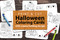 Printable Halloween Card Templates for kids - Crayon holder card designs for Halloween. Print and cut style card designs with hand drawn doodle illustrations to color in, designed to hold 2 crayons. Print and cut for cricut an other PNG friendly electronic cutting machines.