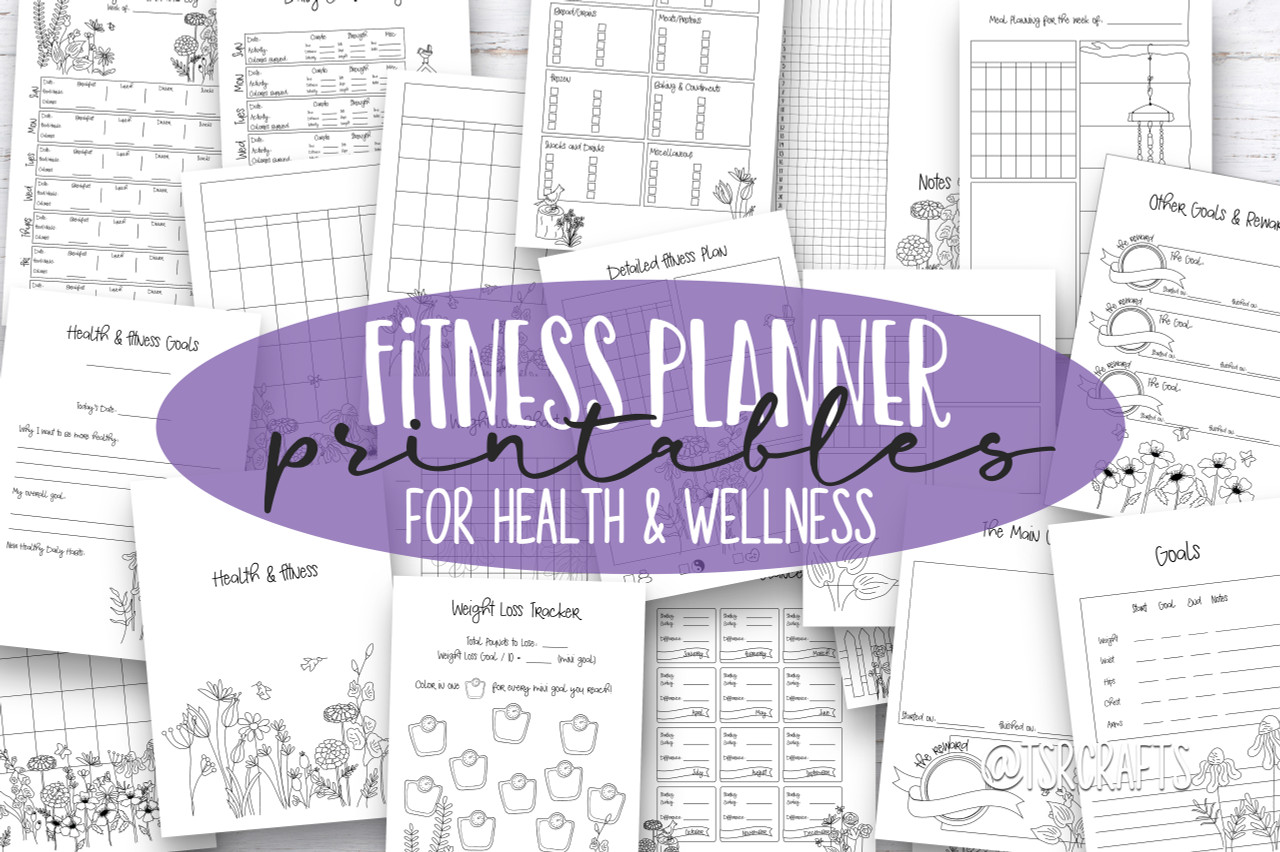 Weight Loss Journal Printables - Wellness & Fitness Planner Inserts -  Fitness and Food journal page printables