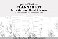 Printable planner inserts - journal planner templates with fairies and floral illustrations to color in. Printable fairy garden journal templates bundle