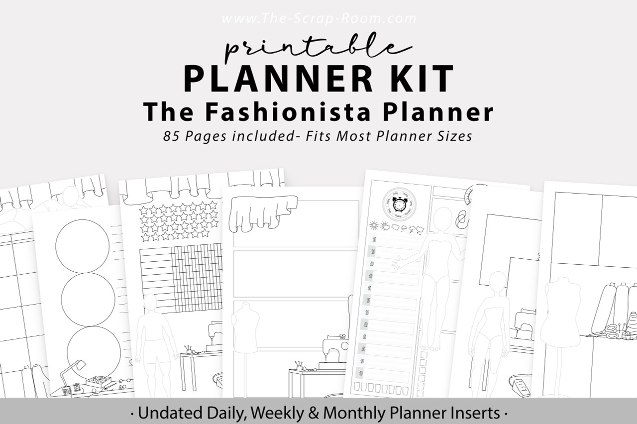 Printable Journal Pages / Planner Inserts - Fashionista Planner Journal  Templates Bundle - full month long planner journal kit to print