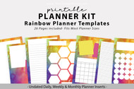 Printable Planner Inserts - Rainbow Planner templates, colorful digital planner, journal templates bundle for refillable planners, journals

