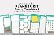 Printable Planner Inserts - Beachy Planner templates, colorful digital planner, journal templates bundle for refillable planners, journals