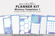 Printable Planner Inserts - Wintery Planner templates, colorful digital planner, journal templates bundle for refillable planners, journals