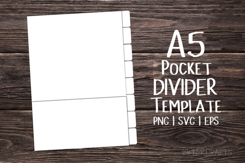 A5 Pocket Dividers Template, a5 dividers with pocket, planner dividers, notebook dividers, organizer, tabs, blank dividers in png, svg, eps