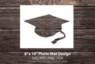 Graduation Cap Photo Mat SVG for 8"x10" picture frame: 8x10 photo mat, matted framing, photo gift, diy wall art, gift for grad, grad picture