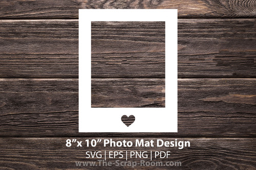 Heart Photo Mat SVG for 8"x10" picture frame: 8x10 photo mat, photo gift, wall art, gift for her, memorial picture frame, vertical photo