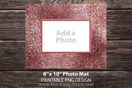 Printable Glitter Photo Mat for 8"x10" picture frame: 8x10 photo mat, matted framing, decor, wall art, picture mat, photo gift, sublimation in rose gold