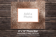 Printable Glitter Photo Mat for 8"x10" picture frame: 8x10 photo mat, matted framing, decor, wall art, picture mat, photo gift - Copper glitter sublimation

