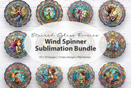 Stained Glass Fairy Wind Spinner PNG Bundle Sublimation png
