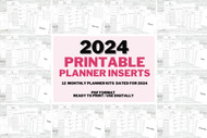 Dated 2024 printable planner inserts, Monthly 2024 Planner, templates, planner inserts, digital planner, printable calendar, planner kit