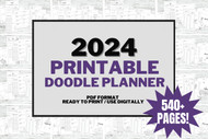 2024 Doodle Planner Bundle: Dated 2024 printable planner inserts, Monthly 2024 Planner, templates, digital planner, calendar, planner kit