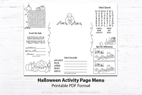 Halloween Printable Kids Menu template, printable menu, activity menu, kids activity, party decor, restaurant menu, activity sheet