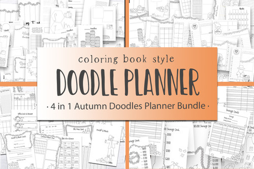 Digital Planner Bundle for 2023-2024 - Doodle Planner 4 in 1 bundle:  for Fall /Autumn, undated planner, digital planner, a5 planner inserts