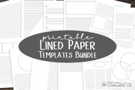 Printable Lined Paper Templates Bundle - 12 Lined Paper designs for note taking, journaling, and letters