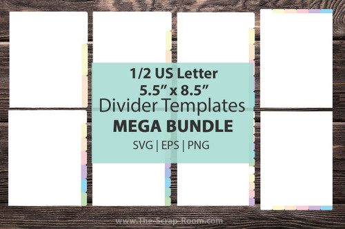 Half US Letter Planner Divider Templates, DIGITAL dividers - 5.5" x 8.5" divider tabs, divider template, planner dividers, tab dividers