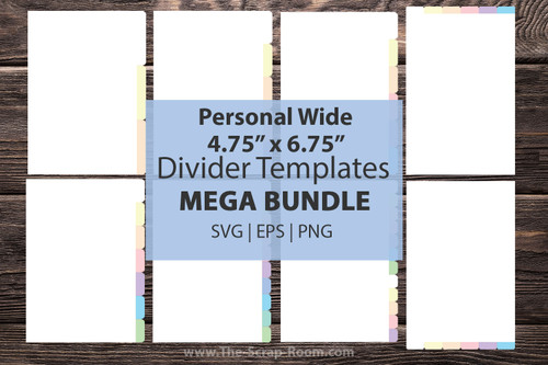 Personal Wide Planner Divider Templates, DIGITAL dividers - 4.75" x 6.75" divider tabs, divider template, planner dividers, tab dividers