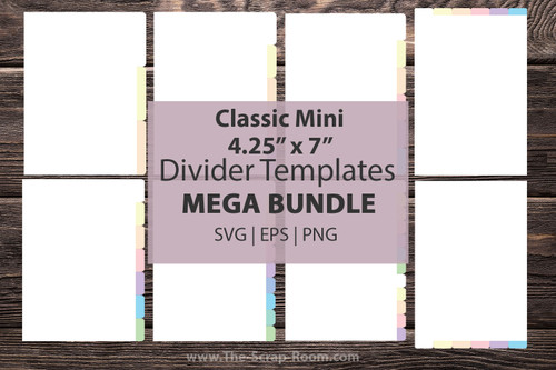 Classic Mini Planner Divider Templates, DIGITAL dividers - 4.25" x 7" divider tabs, divider template, planner dividers, tab dividers