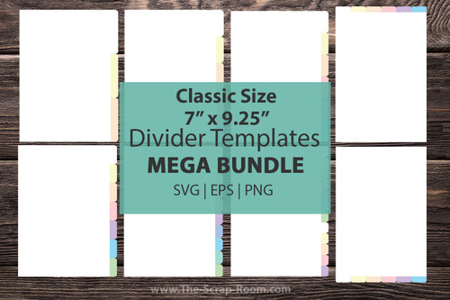 Classic Planner Divider Templates, DIGITAL dividers - 7 x 9.25 divider tabs, divider template, planner dividers, tab dividers