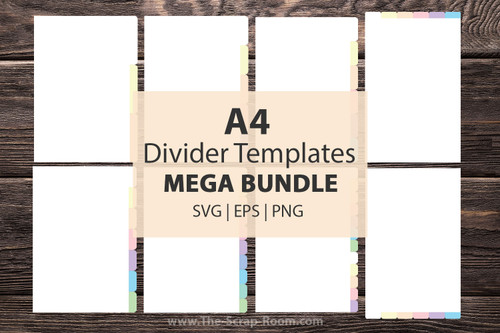 A4 Divider Templates, DIGITAL dividers - A4 divider tabs, divider template, planner dividers, tab dividers - in png, svg, pdf, eps