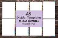 A5 Divider Templates, DIGITAL dividers - 5.8" × 8.3" divider tabs, divider template, planner dividers, tab dividers - in png, svg, pdf, eps