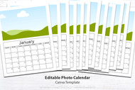 Editable Photo Calendar Template for Canva, editable calendar, printable calendar, 2024 calendar, calendar template