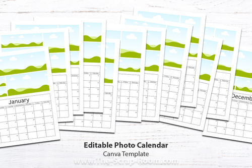 Editable Photo Collage Calendar Template for Canva, editable calendar, printable calendar, 2024 calendar, calendar template
