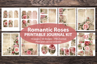 Printable Junk Journal Embellishments, planner, scrapbook, journal supplies, PNG print then cut journal accessories - Romantic Roses1