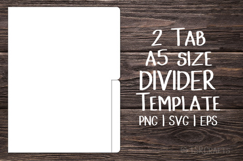 A5 Divider Digital Template, 2 Tab Design - Print & Cut set of 5.83" × 8.27" divider tabs - blank divider template in png, svg, pdf, eps