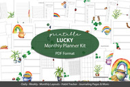 Lucky Printable Planner Inserts - Printable Good luck Planner, planner pages, planner templates, fortune, St Patricks Day, March planner
