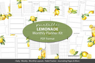 Lemon Printable Planner Inserts - Lemonade Printable Planner, cute planner, planner pages, planner templates, journal printables