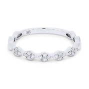 0.14ct Round Cut Diamond Multi-Cluster Stackable Right-Hand Ring / Band in 14k White Gold