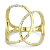 0.14ct Round Cut Diamond Overlap Loop Right-Hand Fashion Ring in 14k Yellow Gold