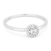 0.14ct Round Cut White Topaz & Diamond Circle-Halo Promise Ring in 14k White Gold