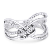 0.22ct Round Cut Diamond Right-Hand Loop & Knot Statement Ring in 14k White Gold