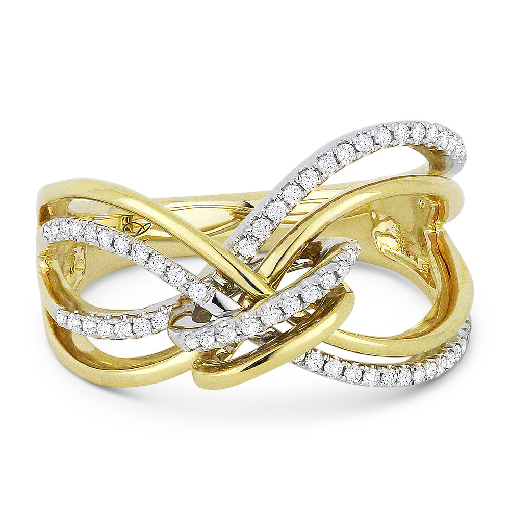0.22ct Round Cut Diamond Right-Hand Loop & Knot Statement Ring in 14k ...