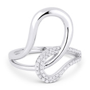0.22ct Round Cut Diamond Overlap Loop Right-Hand Statement Ring in 14k White Gold