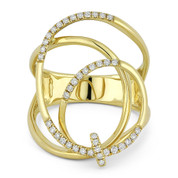0.25ct Round Cut Diamond Overlap Loop & Swirl Right-Hand Fashion Ring in 14k Yellow Gold