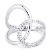 0.25ct Round Cut Diamond Pave Overlap Loop Right-Hand Statement Ring in 14k White Gold