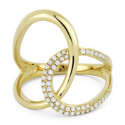 0.25ct Round Cut Diamond Right-Hand Overlap Loop Fashion Ring in 14k Yellow Gold