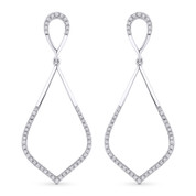 0.26ct Round Cut Diamond Pave Dangling Open-Stiletto Earrings in 14k White Gold