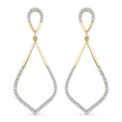 0.26ct Round Cut Diamond Pave Dangling Open-Stiletto Earrings in 14k Yellow & White Gold